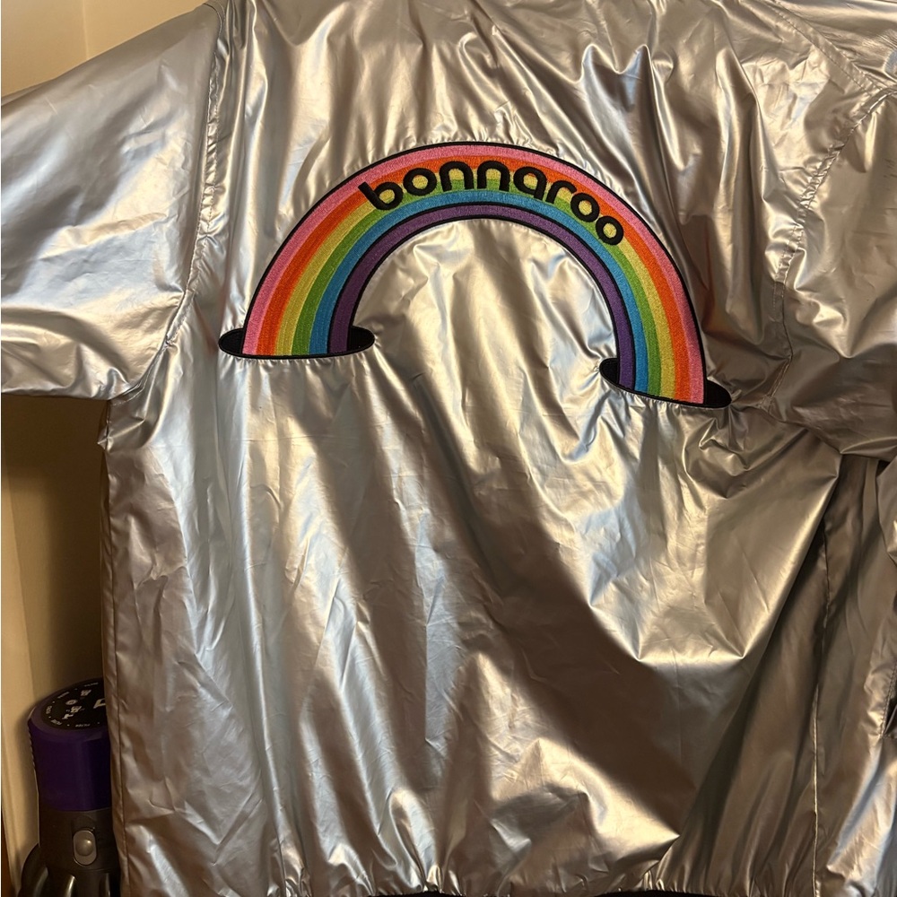 Festival Attire: Bonnaroo Silver Jacket with Rainbow Patch